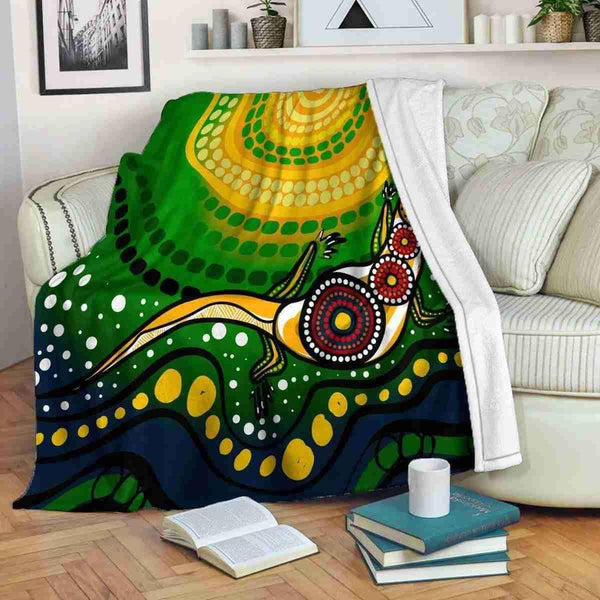 Aussie Dreamtime Australia Aboriginal Premium Blanket - Goanna Aboriginal dot art - View 1
