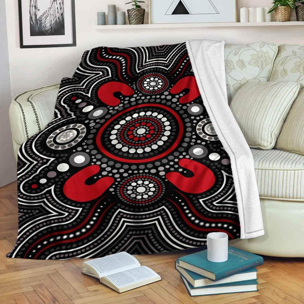 Aussie Dreamtime Australia Aboriginal Premium Blanket - Aboriginal dot art painting background - View 1