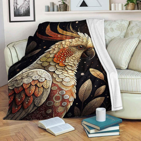 Aussie Dreamtime Australia Aboriginal Premium Blanket - Cockatoo in dot art style - View 1
