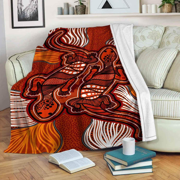 Aussie Dreamtime Australia Aboriginal Premium Blanket - Aboriginal Lizards painting - View 1