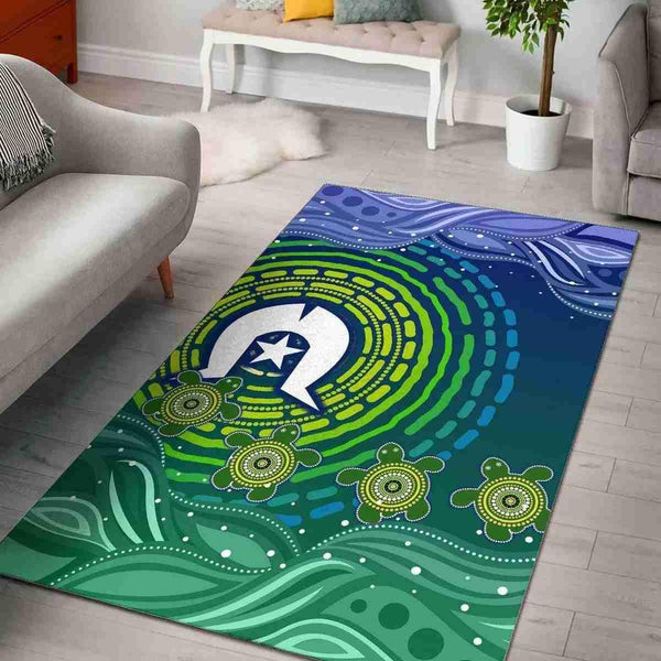 Aussie Dreamtime Australia Torres Strait Area Rug - Torres Strait Symbol and Turtles - View 1