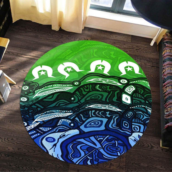 Aussie Dreamtime Australia Torres Strait Round Rug - Torres Strait Dreamtime Dot Art Concept - View 1