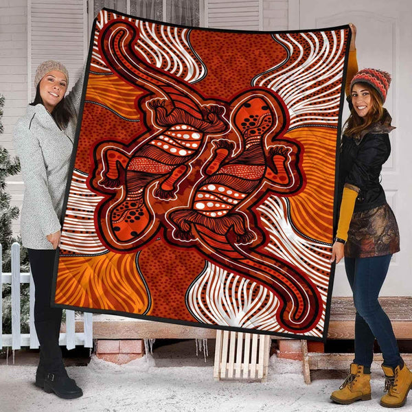 Aussie Dreamtime Australia Aboriginal Premium Quilt - Aboriginal Lizards painting - View 1