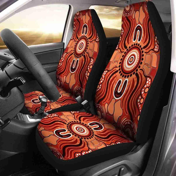 Aussie Dreamtime Australia Aboriginal Car Seat Cover - Aboriginal Dot Art Watercolor Painting Concept - View 1