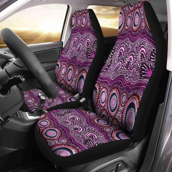 Aussie Dreamtime Australia Aboriginal Car Seat Cover - Purple Aboriginal dot art style painting - View 1