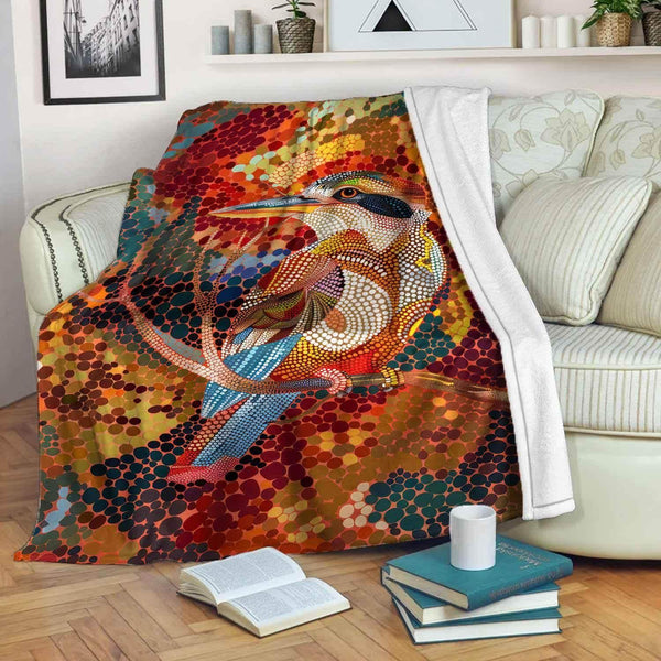 Aussie Dreamtime Australia Aboriginal Premium Blanket - Kookaburra in Aboriginal Style - View 1