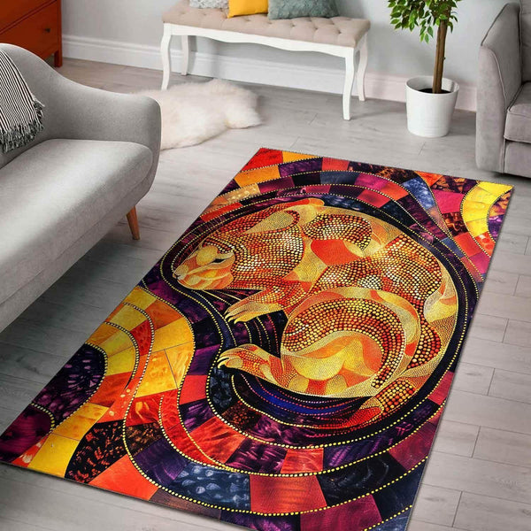 Aussie Dreamtime Australia Aboriginal Area Rug - Wombat in Aboriginal Dot Art Style - View 1