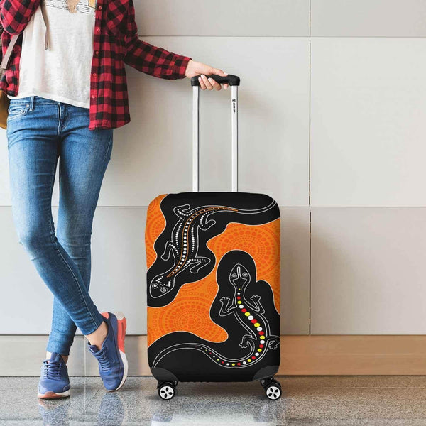 Aussie Dreamtime Australia Aboriginal Luggage Cover - Lizards Aboriginal art painting - View 1