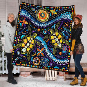 Australia Aboriginal Premium Quilt - Dreamtime story of Turtles and Fish