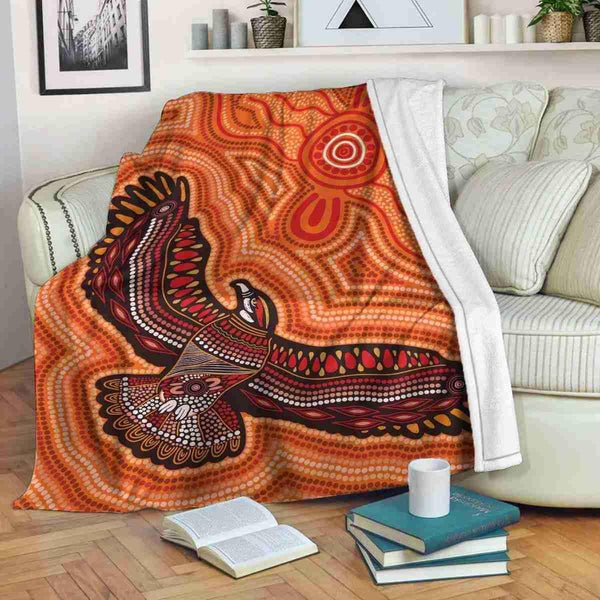 Aussie Dreamtime Australia Aboriginal Premium Blanket - Eagle Aboriginal art - View 1