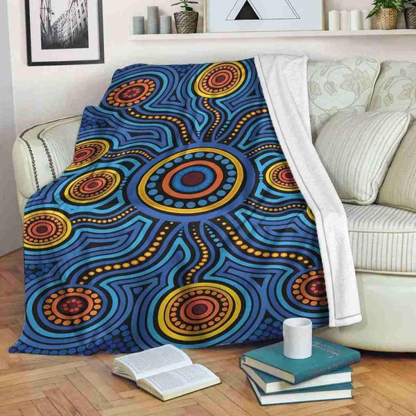Aussie Dreamtime Australia Aboriginal Premium Blanket - Dot Connection Concept - View 1