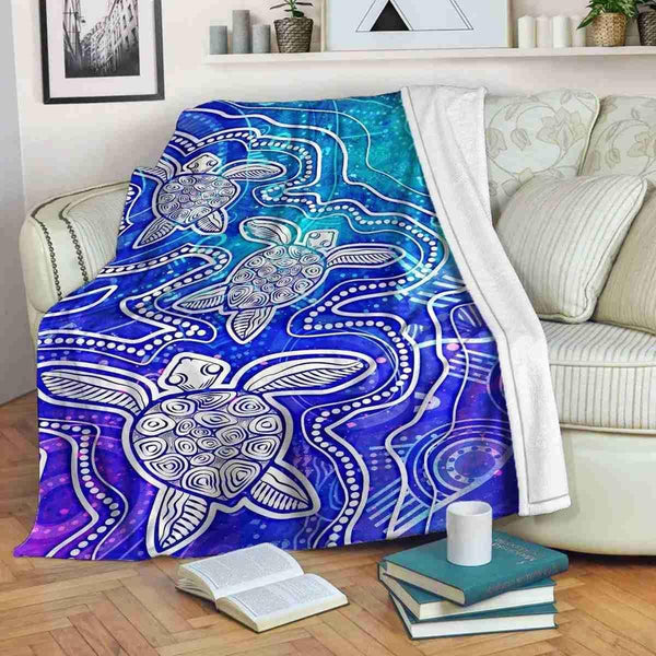 Aussie Dreamtime Australia Aboriginal Premium Blanket - Dot Art Dreaming Turtles - View 1