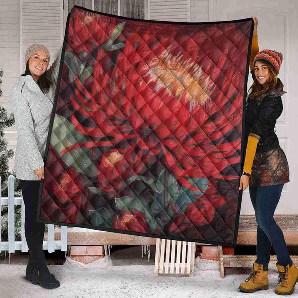 Aussie Dreamtime Australia Premium Quilt - Red Waratah Exotic Watercolor Painting - View 1