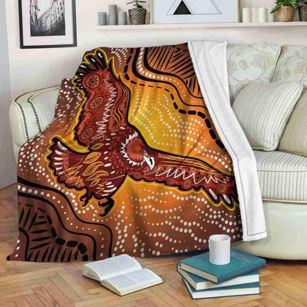 Aussie Dreamtime Australia Aboriginal Premium Blanket - Eagle with Aboriginal art - View 1