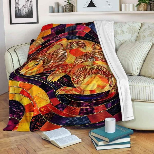 Aussie Dreamtime Australia Aboriginal Premium Blanket - Wombat in Aboriginal Dot Art Style - View 1