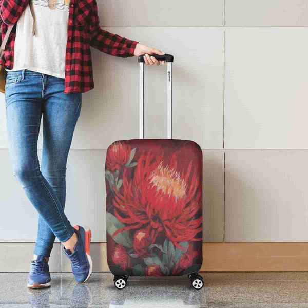 Aussie Dreamtime Australia Luggage Cover - Red Waratah Exotic Watercolor Painting - View 1