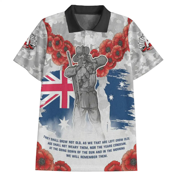 Australia Remembrance Day Polo Shirt - Remembrance Soldier And Red Poppies Camouflage