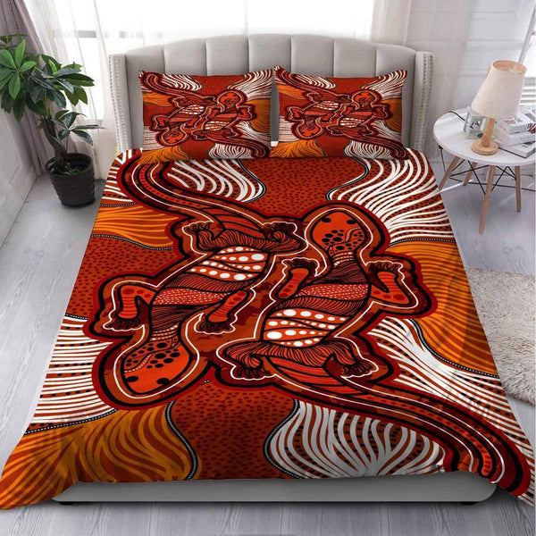 Aussie Dreamtime Australia Aboriginal Bedding Set - Aboriginal Lizards painting - View 1