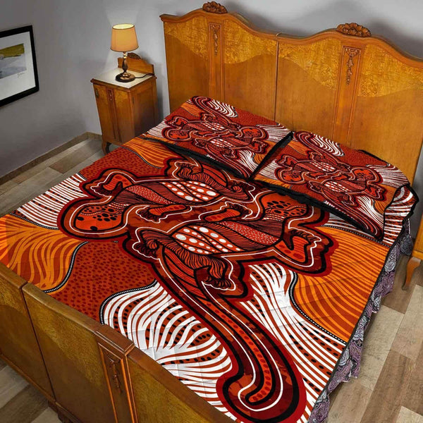 Aussie Dreamtime Australia Aboriginal Quilt Bed Set - Aboriginal Lizards painting - View 2