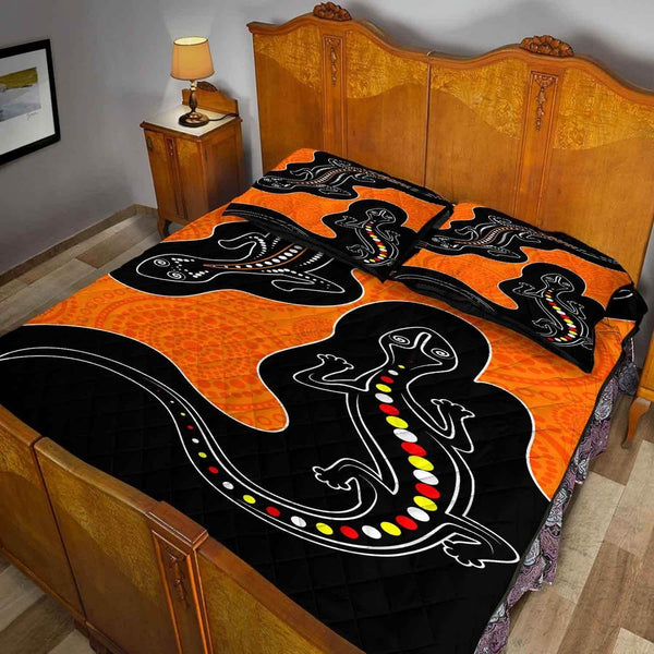 Aussie Dreamtime Australia Aboriginal Quilt Bed Set - Lizards Aboriginal art painting - View 2