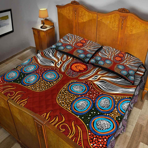 Aussie Dreamtime Australia Aboriginal Quilt Bed Set - Aboriginal dot Tree of Life painting - View 2