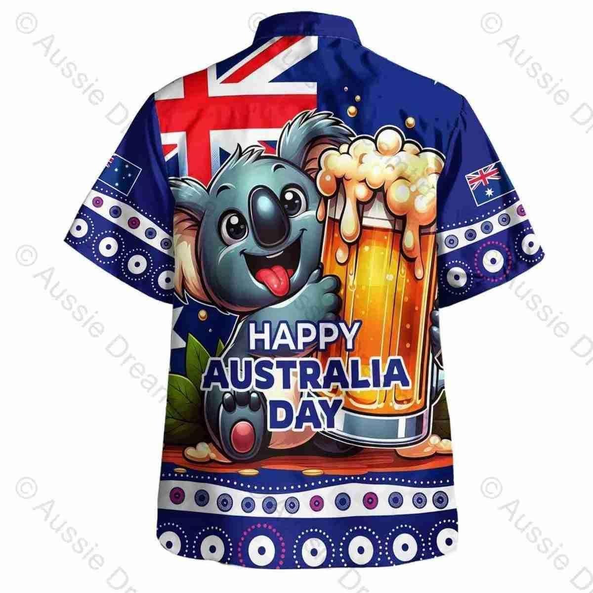 Aussie Dreamtime Australia Day Aboriginal Hawaiian Shirt - Happy Australia Day With Funny Koala Dot Art Painting - View 4