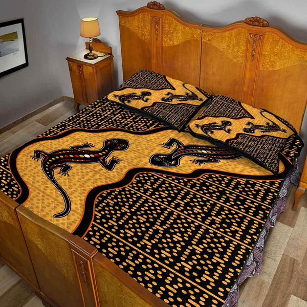 Aussie Dreamtime Australia Aboriginal Quilt Bed Set - Aboriginal art with twin Lizards - View 2