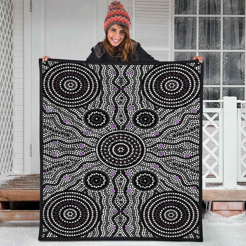 Aussie Dreamtime Australia Aboriginal Premium Quilt - Aboriginal style of dot painting concept - View 2