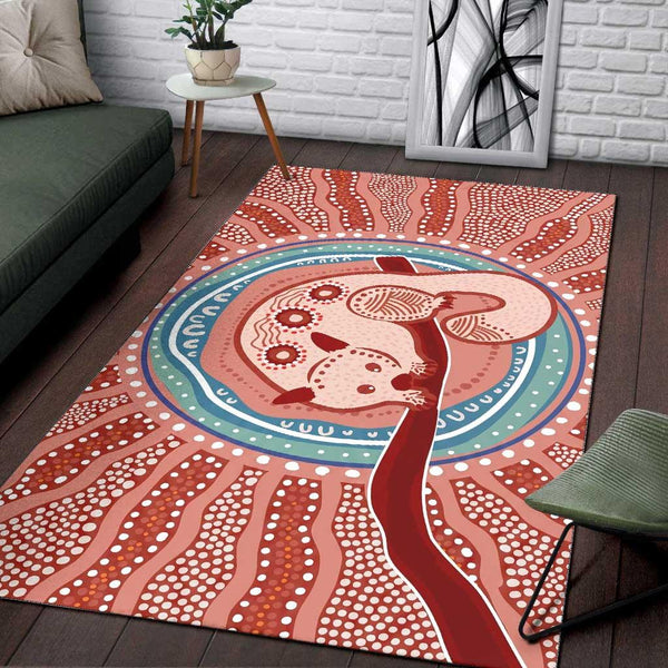 Aussie Dreamtime Aussie Dreamtime Aboriginal Art Rug - Nighttime Kinship Possum & Joey Rug - View 1