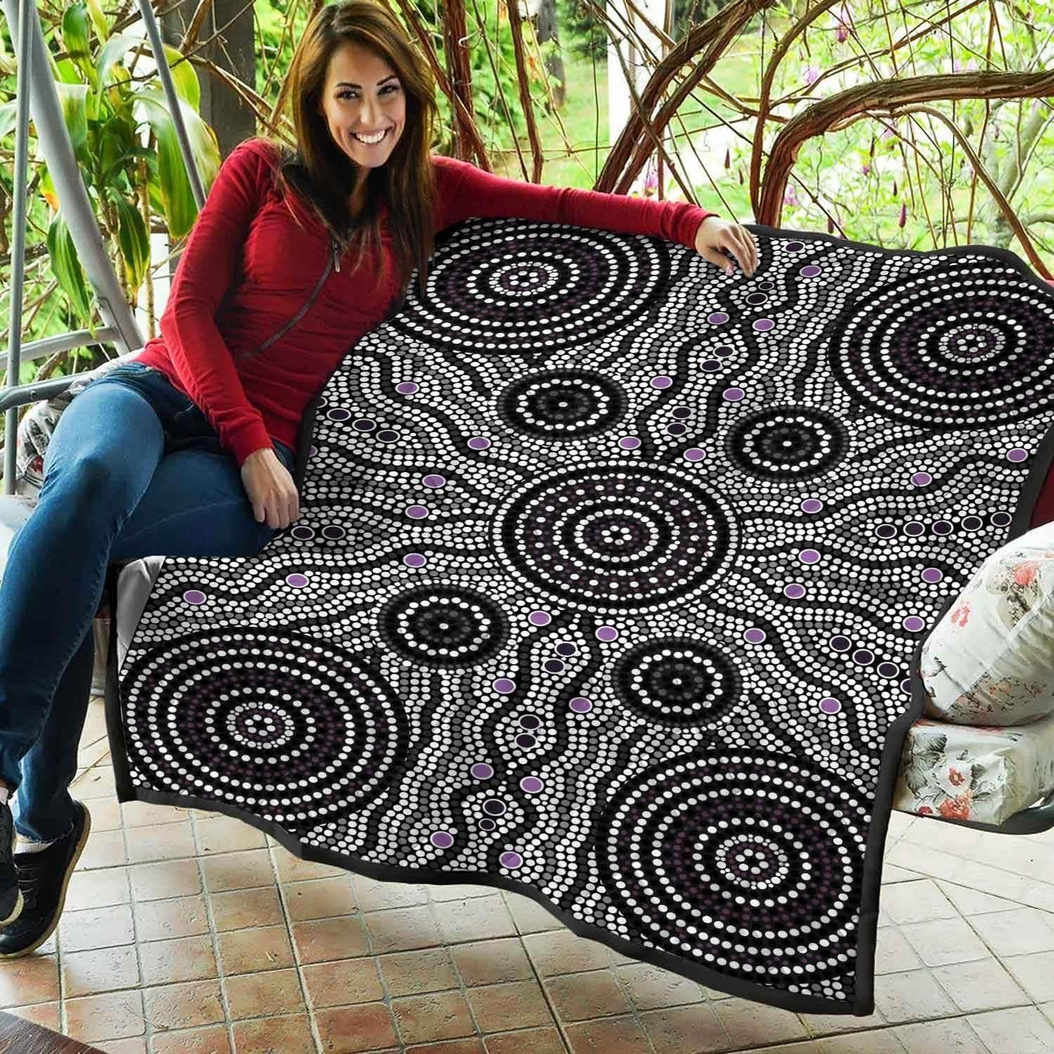 Aussie Dreamtime Australia Aboriginal Premium Quilt - Aboriginal style of dot painting concept - View 3