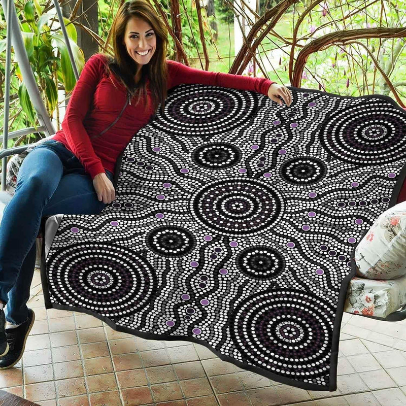 Aussie Dreamtime Australia Aboriginal Premium Quilt - Aboriginal style of dot painting concept - View 3