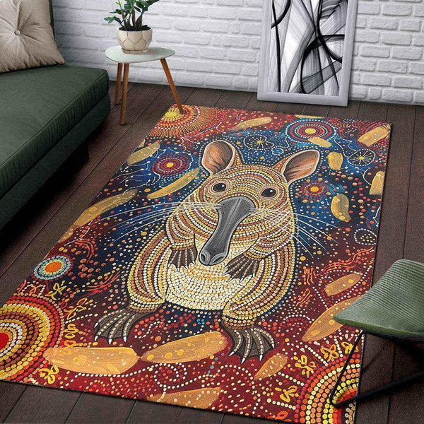 Aussie Dreamtime Australia Aboriginal Area Rug - Greater Bilby in Aboriginal Dot Art Style - View 1