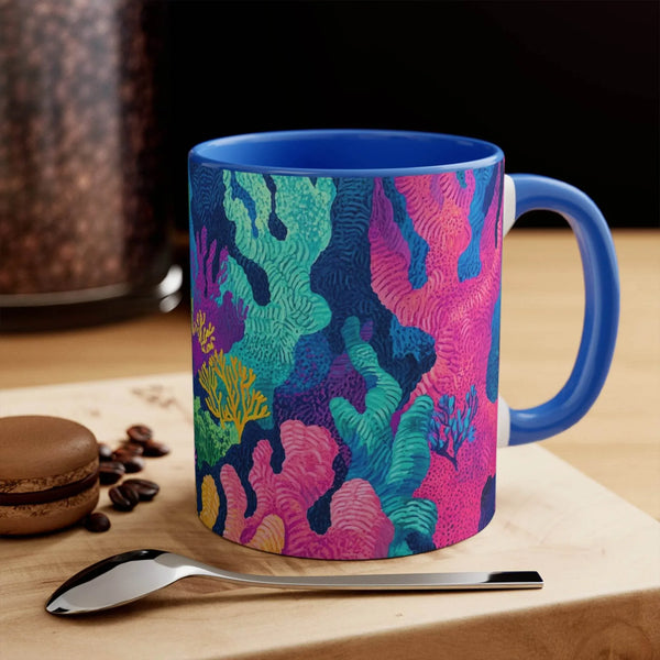 Aussie Dreamtime Aussie Dreamtime Colorful Accent Mug - Vibrant Coral Reef Illustration 11oz Cup - View 1