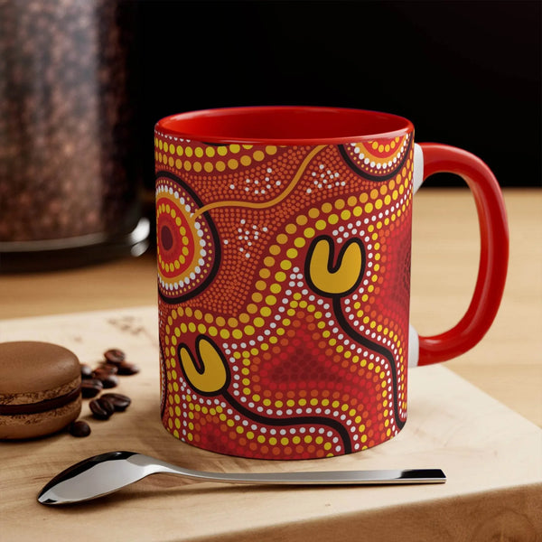 Aussie Dreamtime Aussie Dreamtime Colorful Accent Mug - Connection Concept Dot Aboriginal Colorful Painting 11oz - View 1
