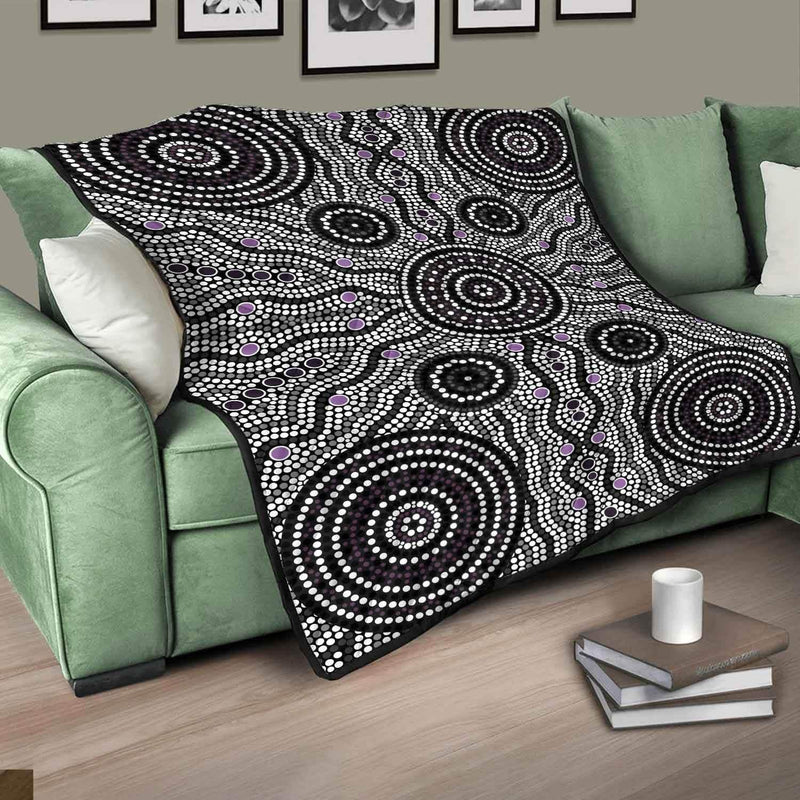 Aussie Dreamtime Australia Aboriginal Premium Quilt - Aboriginal style of dot painting concept - View 4