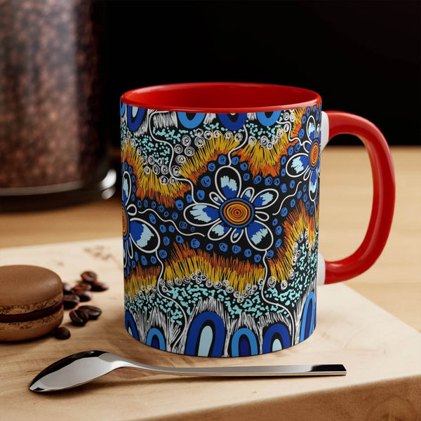 Aussie Dreamtime Aussie Dreamtime Colorful Accent Mug - Aboriginal artwork river concept - View 1