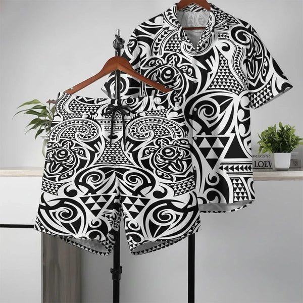 Turtle Sigil Tatau Hawaiian Shirt And Shorts Sets – Aussie Dreamtime Polynesian Edition - Aussie Dreamtime