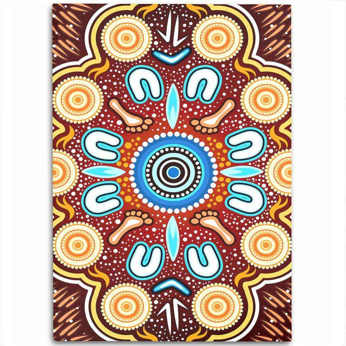 Aussie Dreamtime Aussie Dreamtime Aboriginal Area Rug - Indigenous Circle Dot Art Footprints Painting - View 14