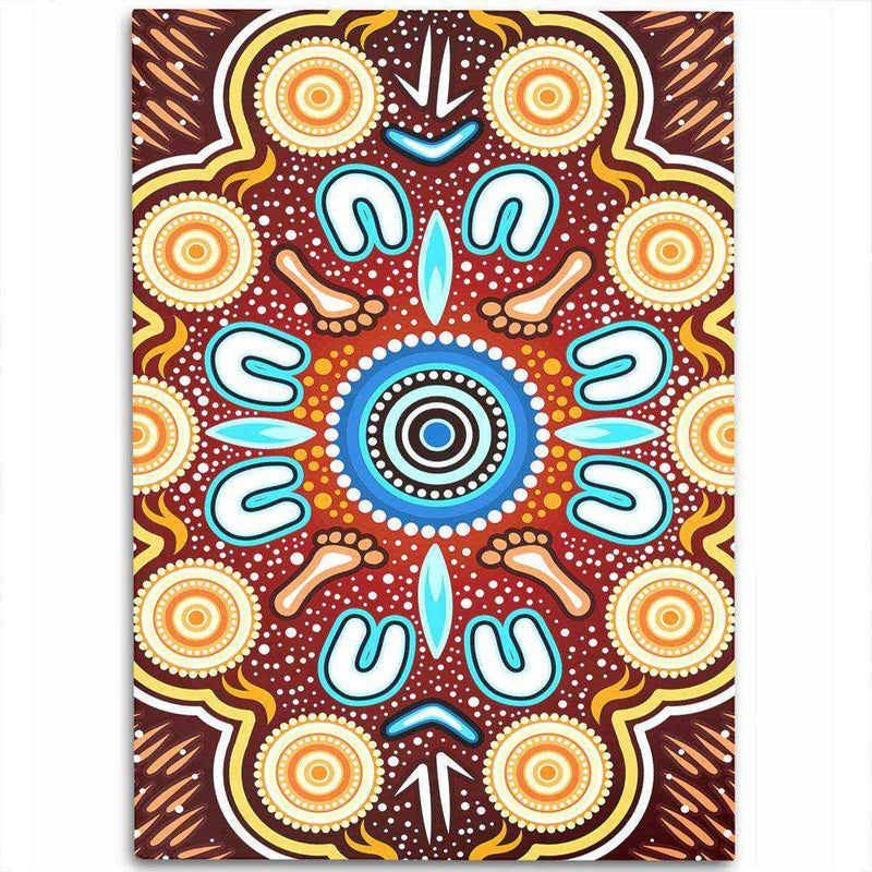 Aussie Dreamtime Aussie Dreamtime Aboriginal Area Rug - Indigenous Circle Dot Art Footprints Painting - View 14