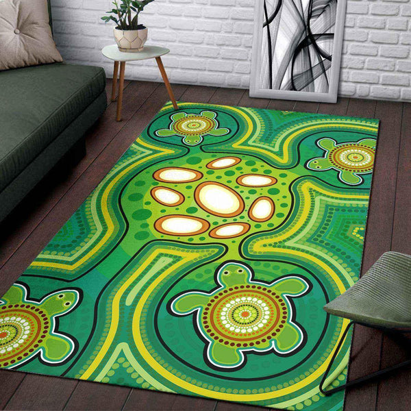 Aussie Dreamtime Australia Aboriginal Area Rug - Indigenous Turtles Reunion Concept - View 1