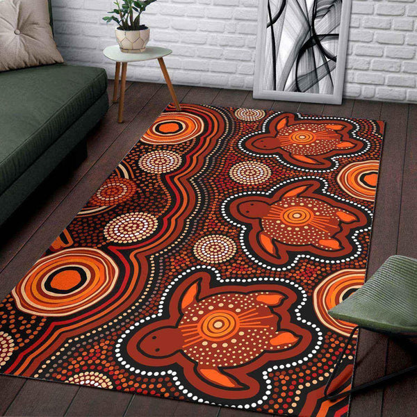 Aussie Dreamtime Australia Aboriginal Area Rug - Dreaming Turtles - View 1