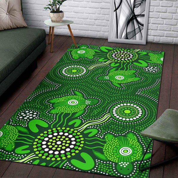Aussie Dreamtime Australia Aboriginal Area Rug - Aboriginal Inspired Unity Turtles - View 1