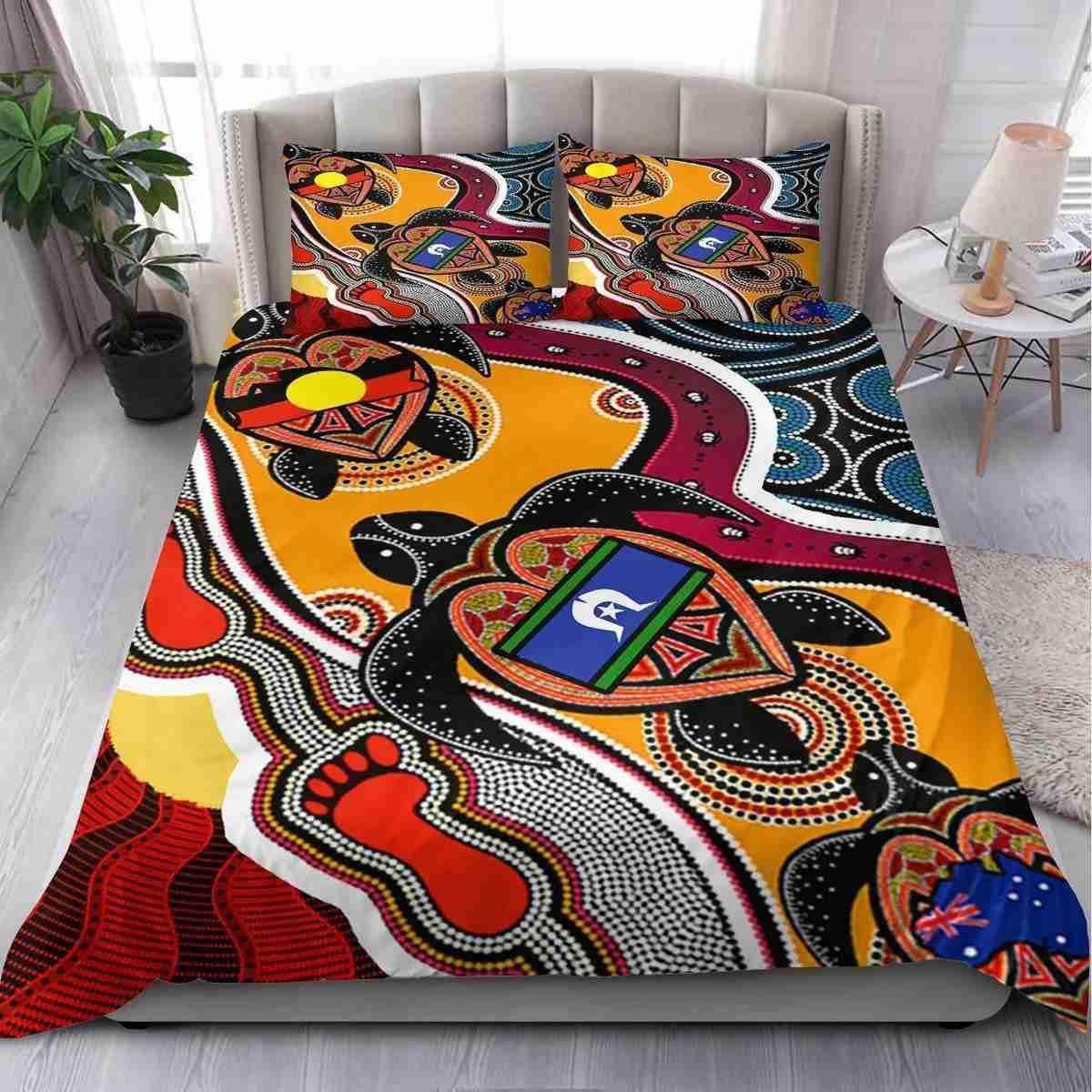 Australia Aboriginal Bedding Set - Aboriginal Turtles With Flags And ...
