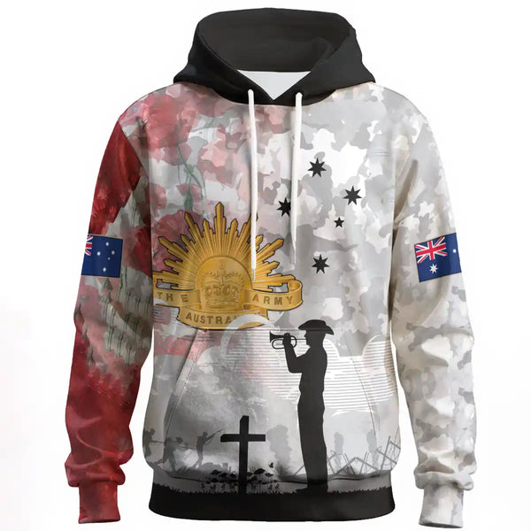 Aussie Dreamtime Australia Remembrance Day Hoodie - Remembrance Day Camouflage Pattern White - View 1