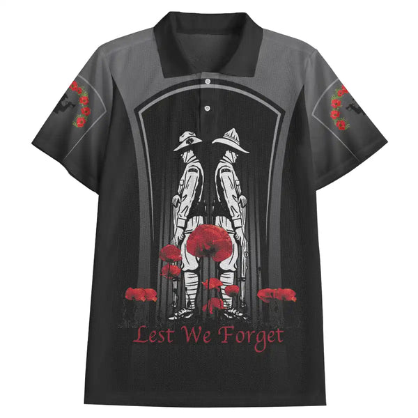 Aussie Dreamtime Australia Remembrance Day Polo Shirt - Remembrance Lest We Forget Black - View 1