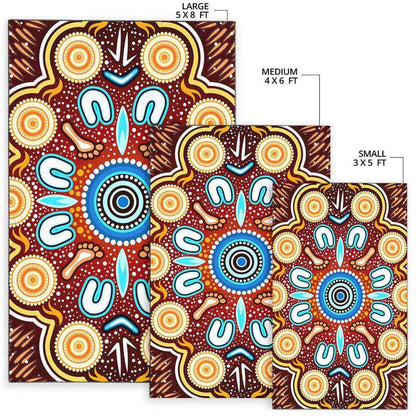 Aussie Dreamtime Aussie Dreamtime Aboriginal Area Rug - Indigenous Circle Dot Art Footprints Painting - View 15