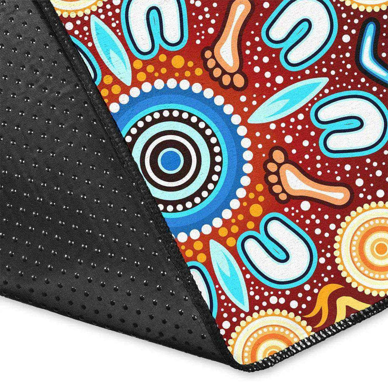 Aussie Dreamtime Aussie Dreamtime Aboriginal Area Rug - Indigenous Circle Dot Art Footprints Painting - View 13