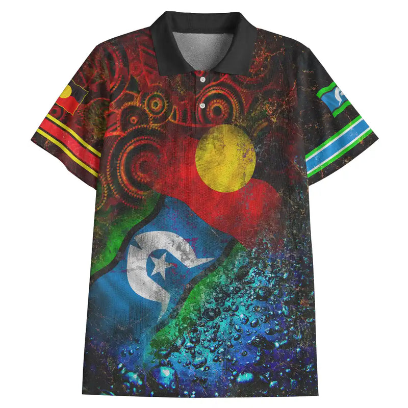 Australia Aboriginal Polo Shirt - Water And Land Vintage Indigenous ...