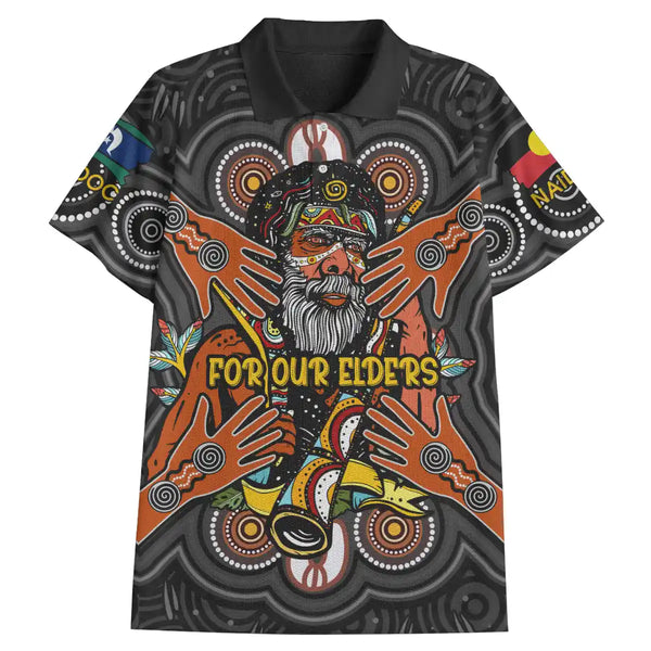 Australia Naidoc Week 2023 Polo Shirt - For Our Elders Dot Art Painting 1