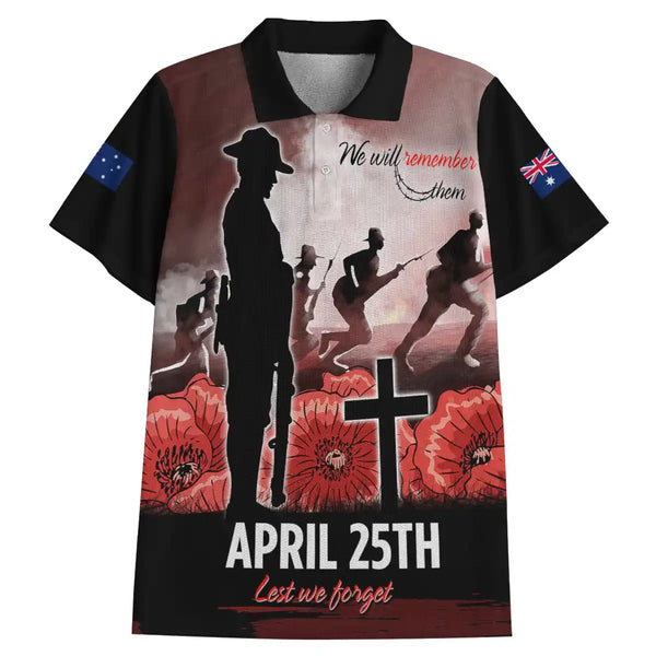Australia Remembrance Day Polo Shirt - Remembrance Day Vintage Red Style 1